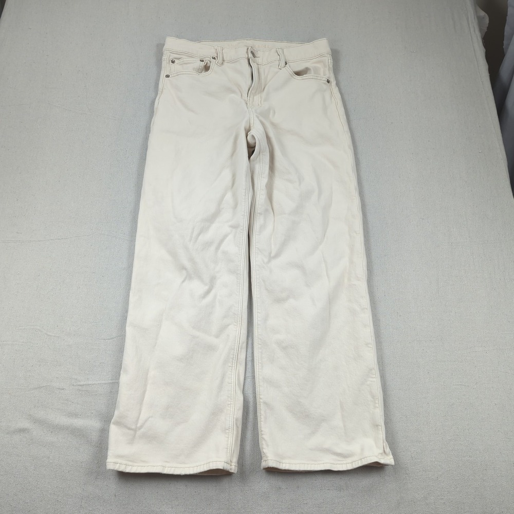 American Eagle Jeans Womens 12 Khaki Stovepipe Wide Leg Relaxed Casual